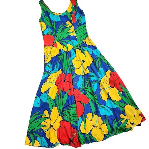 Vintage Midi Dress Jackie Bernard Eklektic Womens 6 Floral Made in USA Fit and F - Picture 1 of 7
